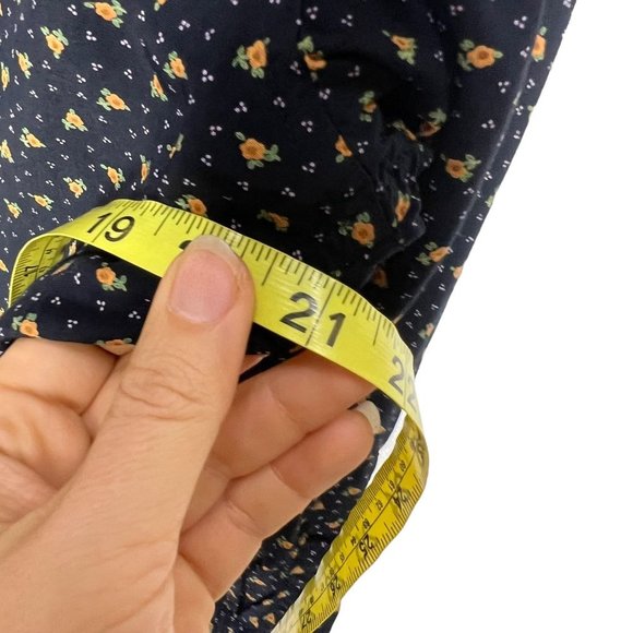 Vintage 90s Banana Republic Dark Blue Micro Floral Long Sleeve Button Up Top Sma - Picture 9 of 9